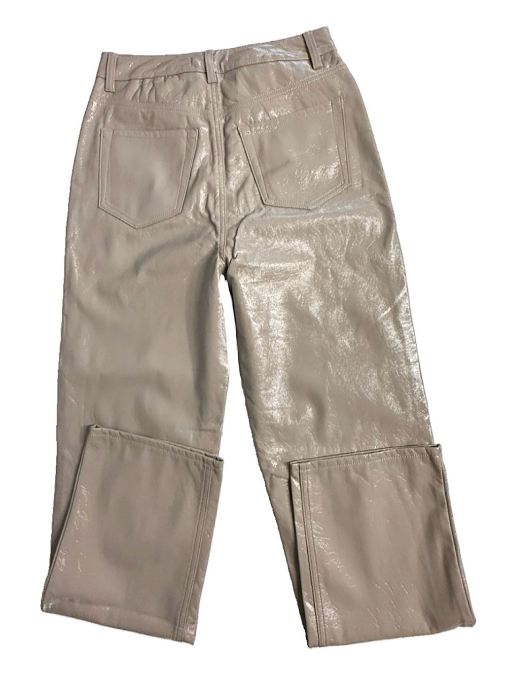 PacSun 90’s Boyfriend Faux Leather Pants Taupe Beige Size 27 Straight Leg - Picture 6 of 10
